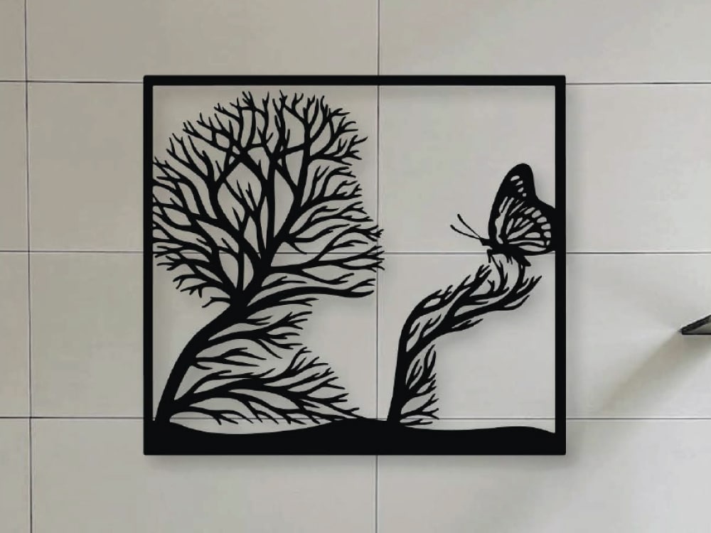 Creative human and butterfly wall art
