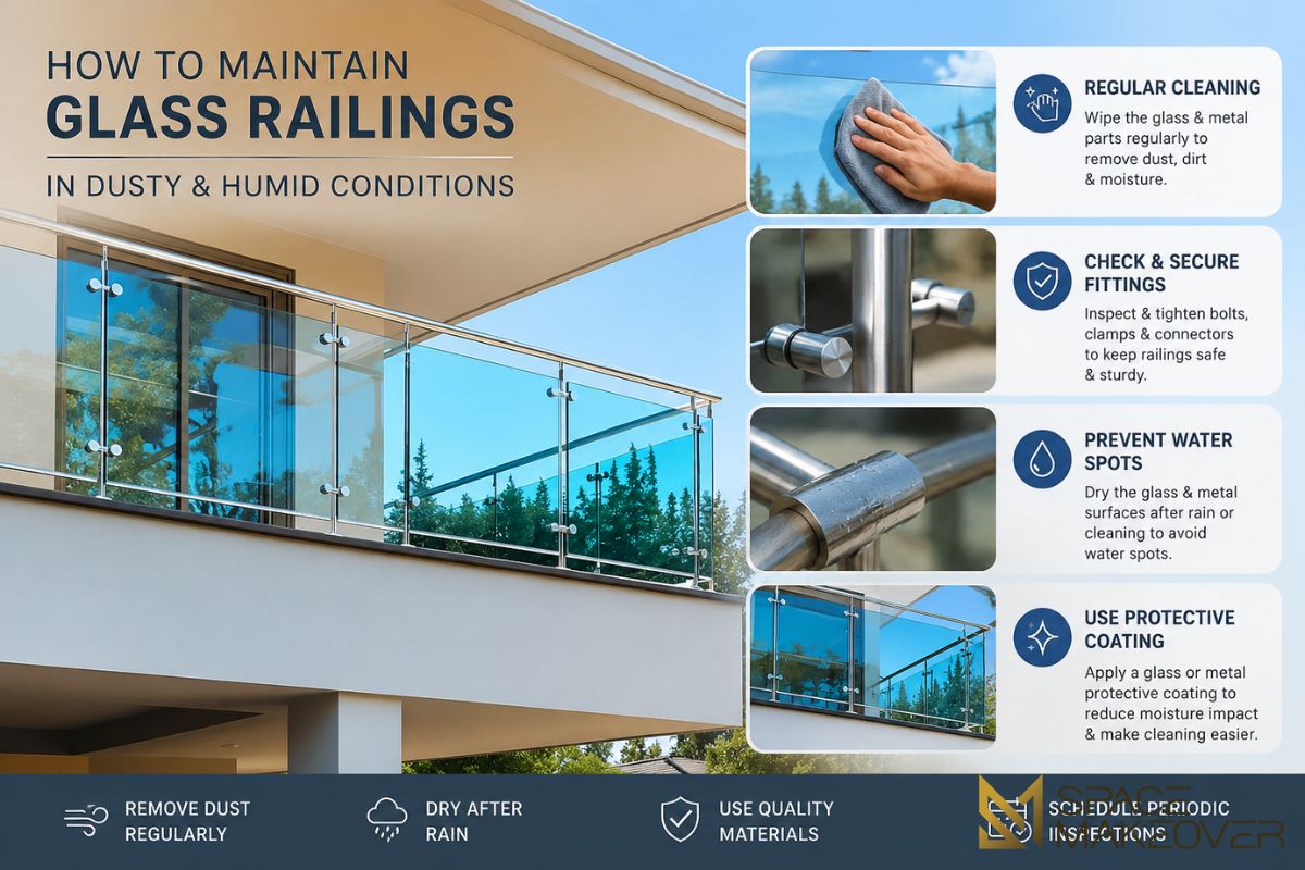 How to Maintain Glass Railings in Dusty & Humid Conditions