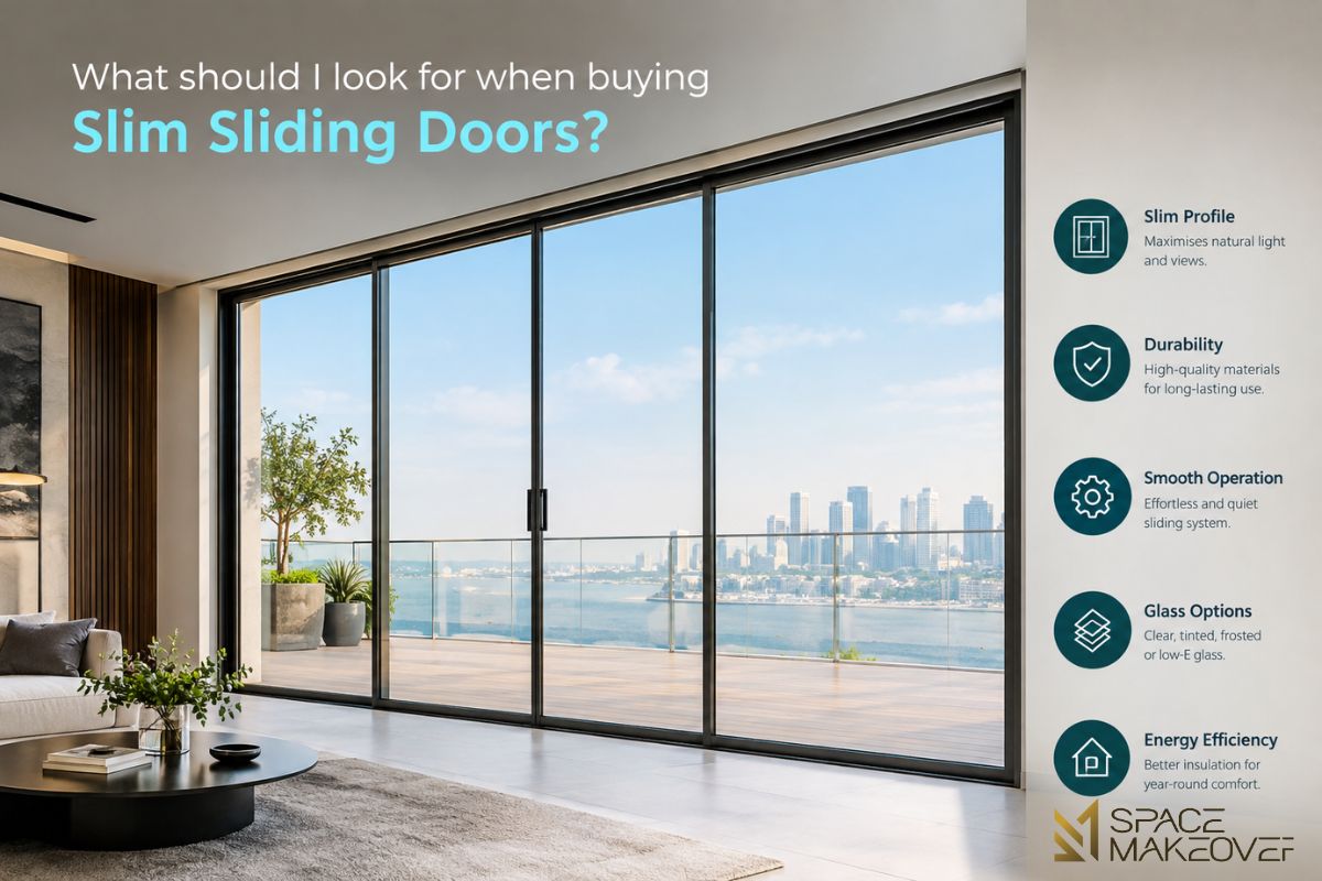 What should I look for when buying slim sliding doors?